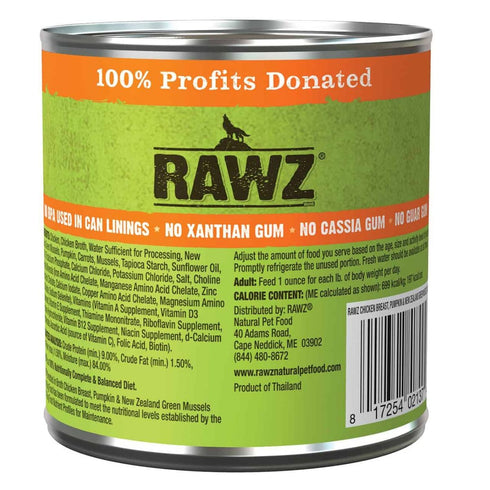 Rawz Shredded Chicken Breast Pumpkin & New Zealand Green Mussels Dog Food 10oz Poudre Pet & Feed Supply